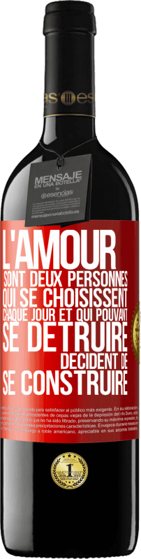 39,95 € Envoi gratuit | Vin rouge Édition RED MBE Réserve L'amour sont deux personnes qui se choisissent chaque jour et qui pouvant se détruire, décident de se construire Étiquette Rouge. Étiquette personnalisable Réserve 12 Mois Récolte 2015 Tempranillo