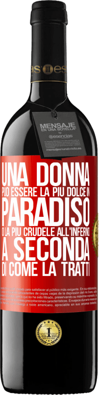 39,95 € Spedizione Gratuita | Vino rosso Edizione RED MBE Riserva Una donna può essere la più dolce in paradiso o la più crudele all'inferno, a seconda di come la tratti Etichetta Rossa. Etichetta personalizzabile Riserva 12 Mesi Raccogliere 2015 Tempranillo