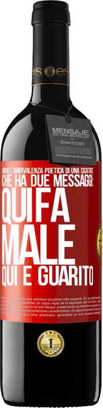 39,95 € Spedizione Gratuita | Vino rosso Edizione RED MBE Riserva Adoro l'ambivalenza poetica di una cicatrice, che ha due messaggi: qui fa male, qui è guarito Etichetta Rossa. Etichetta personalizzabile Riserva 12 Mesi Raccogliere 2016 Tempranillo