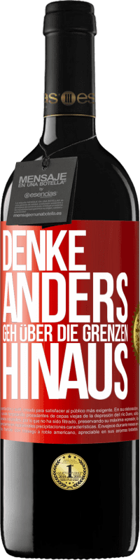 39,95 € Kostenloser Versand | Rotwein RED Ausgabe MBE Reserve Denke anders. Geh über die Grenzen hinaus Rote Markierung. Anpassbares Etikett Reserve 12 Monate Ernte 2014 Tempranillo