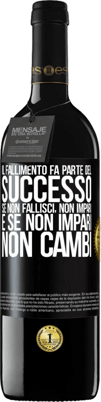 39,95 € Spedizione Gratuita | Vino rosso Edizione RED MBE Riserva Il fallimento fa parte del successo. Se non fallisci, non impari. E se non impari, non cambi Etichetta Nera. Etichetta personalizzabile Riserva 12 Mesi Raccogliere 2015 Tempranillo