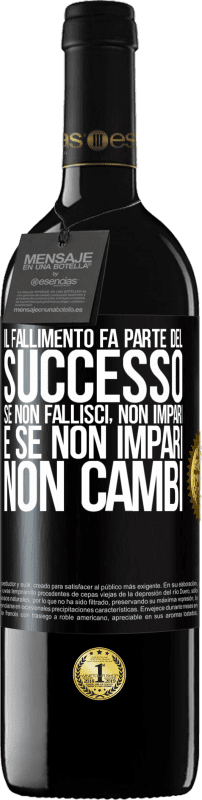 39,95 € Spedizione Gratuita | Vino rosso Edizione RED MBE Riserva Il fallimento fa parte del successo. Se non fallisci, non impari. E se non impari, non cambi Etichetta Nera. Etichetta personalizzabile Riserva 12 Mesi Raccogliere 2016 Tempranillo