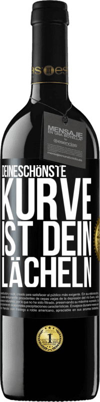 39,95 € Kostenloser Versand | Rotwein RED Ausgabe MBE Reserve Deineschönste Kurve ist dein Lächeln Schwarzes Etikett. Anpassbares Etikett Reserve 12 Monate Ernte 2015 Tempranillo