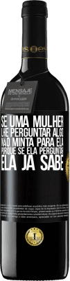 39,95 € Envio grátis | Vinho tinto Edição RED MBE Reserva Se uma mulher lhe perguntar algo, não minta para ela, porque se ela perguntar, ela já sabe Etiqueta Preta. Etiqueta personalizável Reserva 12 Meses Colheita 2014 Tempranillo