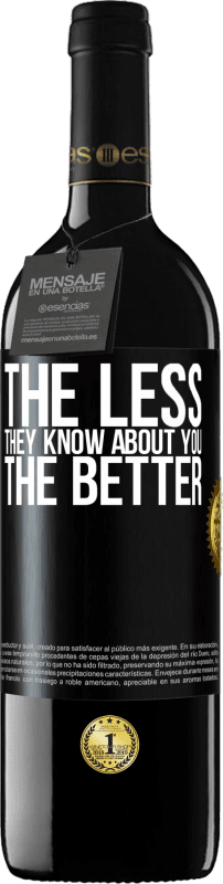 39,95 € Free Shipping | Red Wine RED Edition MBE Reserve The less they know about you, the better Black Label. Customizable label Reserve 12 Months Harvest 2015 Tempranillo