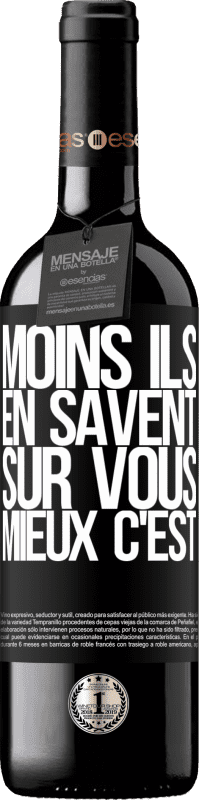 39,95 € Envoi gratuit | Vin rouge Édition RED MBE Réserve Moins ils en savent sur vous, mieux c'est Étiquette Noire. Étiquette personnalisable Réserve 12 Mois Récolte 2015 Tempranillo