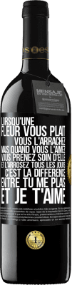39,95 € Envoi gratuit | Vin rouge Édition RED MBE Réserve Lorsqu'une fleur vous plait, vous l'arrachez. Mais quand vous l'aimez vous prenez soin d'elle et l'arrosez tous les jours Étiquette Noire. Étiquette personnalisable Réserve 12 Mois Récolte 2015 Tempranillo
