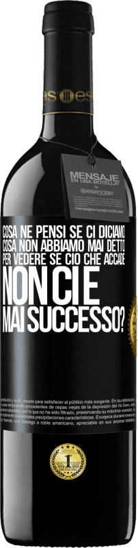 39,95 € Spedizione Gratuita | Vino rosso Edizione RED MBE Riserva cosa ne pensi se ci diciamo cosa non abbiamo mai detto, per vedere se ciò che accade non ci è mai successo? Etichetta Nera. Etichetta personalizzabile Riserva 12 Mesi Raccogliere 2015 Tempranillo