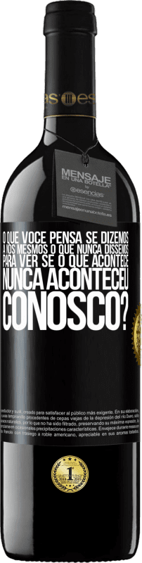 39,95 € Envio grátis | Vinho tinto Edição RED MBE Reserva o que você pensa se dizemos a nós mesmos o que nunca dissemos, para ver se o que acontece nunca aconteceu conosco? Etiqueta Preta. Etiqueta personalizável Reserva 12 Meses Colheita 2015 Tempranillo