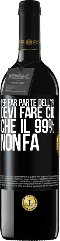 39,95 € Spedizione Gratuita | Vino rosso Edizione RED MBE Riserva Per far parte dell'1% devi fare ciò che il 99% non fa Etichetta Nera. Etichetta personalizzabile Riserva 12 Mesi Raccogliere 2015 Tempranillo