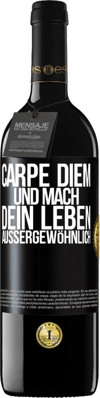 39,95 € Kostenloser Versand | Rotwein RED Ausgabe MBE Reserve Carpe Diem und mach dein Leben außergewöhnlich Schwarzes Etikett. Anpassbares Etikett Reserve 12 Monate Ernte 2015 Tempranillo