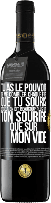 39,95 € Envoi gratuit | Vin rouge Édition RED MBE Réserve Tu as le pouvoir de me combler chaque fois que tu souris et cela en dit beaucoup plus sur ton sourire que sur mon vide Étiquette Noire. Étiquette personnalisable Réserve 12 Mois Récolte 2014 Tempranillo