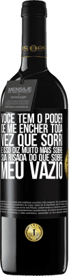 39,95 € Envio grátis | Vinho tinto Edição RED MBE Reserva Você tem o poder de me encher toda vez que sorri, e isso diz muito mais sobre sua risada do que sobre meu vazio Etiqueta Preta. Etiqueta personalizável Reserva 12 Meses Colheita 2015 Tempranillo