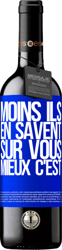 39,95 € Envoi gratuit | Vin rouge Édition RED MBE Réserve Moins ils en savent sur vous, mieux c'est Étiquette Bleue. Étiquette personnalisable Réserve 12 Mois Récolte 2015 Tempranillo