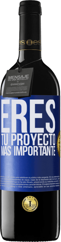 39,95 € Envío gratis | Vino Tinto Edición RED MBE Reserva Eres tu proyecto más importante Etiqueta Azul. Etiqueta personalizable Reserva 12 Meses Cosecha 2014 Tempranillo