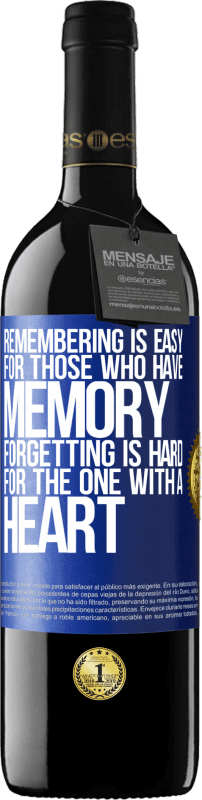 39,95 € Free Shipping | Red Wine RED Edition MBE Reserve Remembering is easy for those who have memory. Forgetting is hard for the one with a heart Blue Label. Customizable label Reserve 12 Months Harvest 2015 Tempranillo