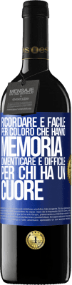 39,95 € Spedizione Gratuita | Vino rosso Edizione RED MBE Riserva Ricordare è facile per coloro che hanno memoria. Dimenticare è difficile per chi ha un cuore Etichetta Blu. Etichetta personalizzabile Riserva 12 Mesi Raccogliere 2015 Tempranillo