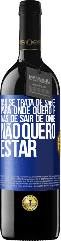 39,95 € Envio grátis | Vinho tinto Edição RED MBE Reserva Não se trata de saber para onde quero ir, mas de sair de onde não quero estar Etiqueta Azul. Etiqueta personalizável Reserva 12 Meses Colheita 2015 Tempranillo