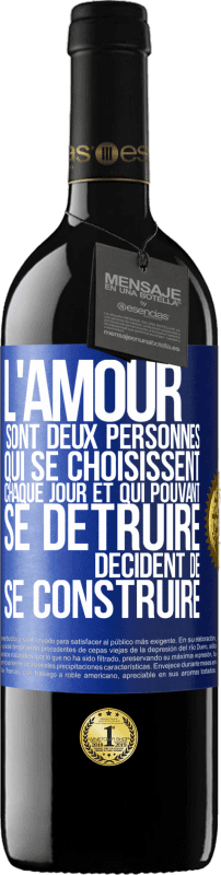 39,95 € Envoi gratuit | Vin rouge Édition RED MBE Réserve L'amour sont deux personnes qui se choisissent chaque jour et qui pouvant se détruire, décident de se construire Étiquette Bleue. Étiquette personnalisable Réserve 12 Mois Récolte 2015 Tempranillo