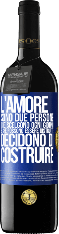 39,95 € Spedizione Gratuita | Vino rosso Edizione RED MBE Riserva L'amore sono due persone che scelgono ogni giorno e che possono essere distrutte, decidono di costruire Etichetta Blu. Etichetta personalizzabile Riserva 12 Mesi Raccogliere 2015 Tempranillo