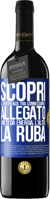 39,95 € Spedizione Gratuita | Vino rosso Edizione RED MBE Riserva Scopri la differenza tra connessione e allegato. Uno ti dà energia, l'altro la ruba Etichetta Blu. Etichetta personalizzabile Riserva 12 Mesi Raccogliere 2016 Tempranillo