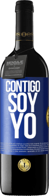 39,95 € Envío gratis | Vino Tinto Edición RED MBE Reserva Contigo soy yo Etiqueta Azul. Etiqueta personalizable Reserva 12 Meses Cosecha 2014 Tempranillo