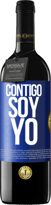 39,95 € Envío gratis | Vino Tinto Edición RED MBE Reserva Contigo soy yo Etiqueta Azul. Etiqueta personalizable Reserva 12 Meses Cosecha 2015 Tempranillo