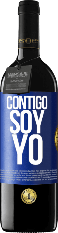 39,95 € Envío gratis | Vino Tinto Edición RED MBE Reserva Contigo soy yo Etiqueta Azul. Etiqueta personalizable Reserva 12 Meses Cosecha 2014 Tempranillo