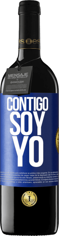 39,95 € Envío gratis | Vino Tinto Edición RED MBE Reserva Contigo soy yo Etiqueta Azul. Etiqueta personalizable Reserva 12 Meses Cosecha 2016 Tempranillo