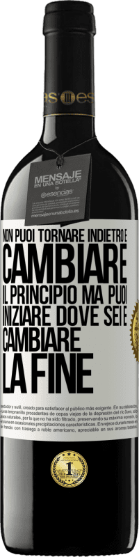 39,95 € Spedizione Gratuita | Vino rosso Edizione RED MBE Riserva Non puoi tornare indietro e cambiare il principio. Ma puoi iniziare dove sei e cambiare la fine Etichetta Bianca. Etichetta personalizzabile Riserva 12 Mesi Raccogliere 2015 Tempranillo