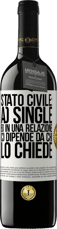 39,95 € Spedizione Gratuita | Vino rosso Edizione RED MBE Riserva Stato civile: a) Single b) in una relazione c) Dipende da chi lo chiede Etichetta Bianca. Etichetta personalizzabile Riserva 12 Mesi Raccogliere 2015 Tempranillo