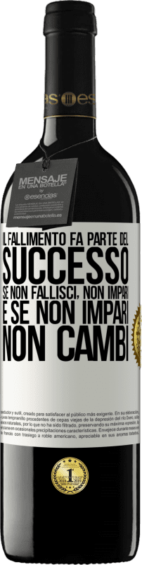 39,95 € Spedizione Gratuita | Vino rosso Edizione RED MBE Riserva Il fallimento fa parte del successo. Se non fallisci, non impari. E se non impari, non cambi Etichetta Bianca. Etichetta personalizzabile Riserva 12 Mesi Raccogliere 2015 Tempranillo