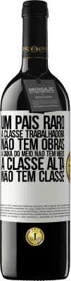 39,95 € Envio grátis | Vinho tinto Edição RED MBE Reserva Um país raro: a classe trabalhadora não tem obras, a caixa do meio não tem meios, a classe alta não tem classe Etiqueta Branca. Etiqueta personalizável Reserva 12 Meses Colheita 2014 Tempranillo