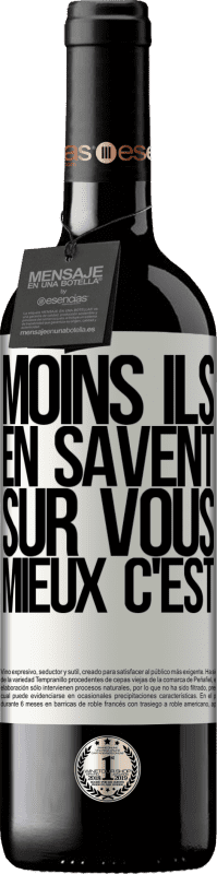 39,95 € Envoi gratuit | Vin rouge Édition RED MBE Réserve Moins ils en savent sur vous, mieux c'est Étiquette Blanche. Étiquette personnalisable Réserve 12 Mois Récolte 2015 Tempranillo