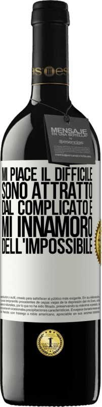 39,95 € Spedizione Gratuita | Vino rosso Edizione RED MBE Riserva Mi piace il difficile, sono attratto dal complicato e mi innamoro dell'impossibile Etichetta Bianca. Etichetta personalizzabile Riserva 12 Mesi Raccogliere 2015 Tempranillo