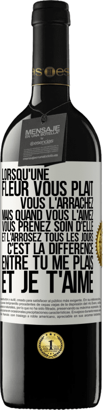 39,95 € Envoi gratuit | Vin rouge Édition RED MBE Réserve Lorsqu'une fleur vous plait, vous l'arrachez. Mais quand vous l'aimez vous prenez soin d'elle et l'arrosez tous les jours Étiquette Blanche. Étiquette personnalisable Réserve 12 Mois Récolte 2015 Tempranillo