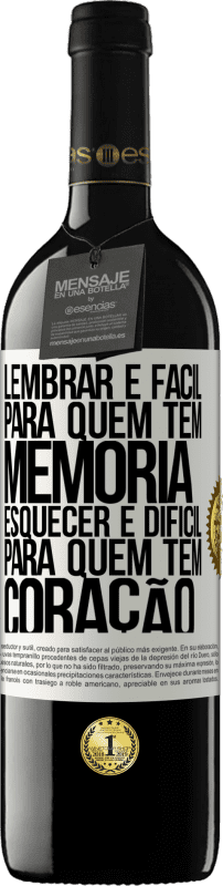 39,95 € Envio grátis | Vinho tinto Edição RED MBE Reserva Lembrar é fácil para quem tem memória. Esquecer é difícil para quem tem coração Etiqueta Branca. Etiqueta personalizável Reserva 12 Meses Colheita 2015 Tempranillo