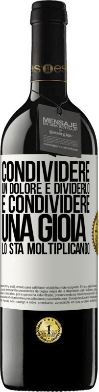 39,95 € Spedizione Gratuita | Vino rosso Edizione RED MBE Riserva Condividere un dolore è dividerlo e condividere una gioia lo sta moltiplicando Etichetta Bianca. Etichetta personalizzabile Riserva 12 Mesi Raccogliere 2016 Tempranillo