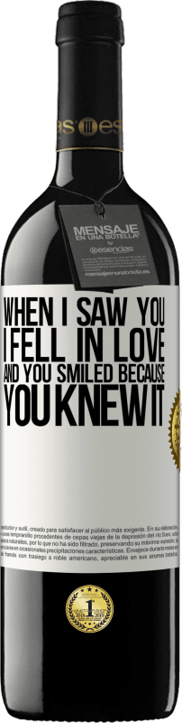 39,95 € Free Shipping | Red Wine RED Edition MBE Reserve When I saw you I fell in love, and you smiled because you knew it White Label. Customizable label Reserve 12 Months Harvest 2015 Tempranillo