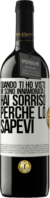 39,95 € Spedizione Gratuita | Vino rosso Edizione RED MBE Riserva Quando ti ho visto, mi sono innamorata e hai sorriso perché lo sapevi Etichetta Bianca. Etichetta personalizzabile Riserva 12 Mesi Raccogliere 2016 Tempranillo