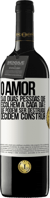 39,95 € Envio grátis | Vinho tinto Edição RED MBE Reserva O amor são duas pessoas que escolhem a cada dia e que podem ser destruídas, decidem construir Etiqueta Branca. Etiqueta personalizável Reserva 12 Meses Colheita 2014 Tempranillo