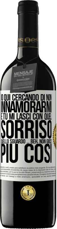 39,95 € Spedizione Gratuita | Vino rosso Edizione RED MBE Riserva Qui sto cercando di non innamorarmi e tu mi lasci con quel sorriso, quello sguardo ... beh, non gioco più così Etichetta Bianca. Etichetta personalizzabile Riserva 12 Mesi Raccogliere 2015 Tempranillo