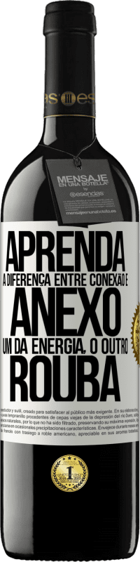 39,95 € Envio grátis | Vinho tinto Edição RED MBE Reserva Aprenda a diferença entre conexão e anexo. Um dá energia, o outro rouba Etiqueta Branca. Etiqueta personalizável Reserva 12 Meses Colheita 2015 Tempranillo