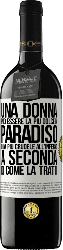 39,95 € Spedizione Gratuita | Vino rosso Edizione RED MBE Riserva Una donna può essere la più dolce in paradiso o la più crudele all'inferno, a seconda di come la tratti Etichetta Bianca. Etichetta personalizzabile Riserva 12 Mesi Raccogliere 2015 Tempranillo