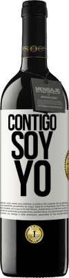 39,95 € Envío gratis | Vino Tinto Edición RED MBE Reserva Contigo soy yo Etiqueta Blanca. Etiqueta personalizable Reserva 12 Meses Cosecha 2014 Tempranillo