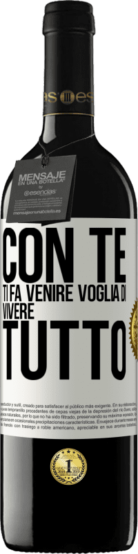 39,95 € Spedizione Gratuita | Vino rosso Edizione RED MBE Riserva Con te ti fa venire voglia di vivere tutto Etichetta Bianca. Etichetta personalizzabile Riserva 12 Mesi Raccogliere 2015 Tempranillo