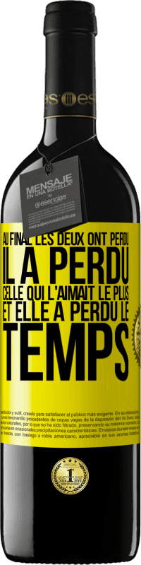 39,95 € Envoi gratuit | Vin rouge Édition RED MBE Réserve Au final les deux ont perdu. Il a perdu celle qui l'aimait le plus et elle a perdu le temps Étiquette Jaune. Étiquette personnalisable Réserve 12 Mois Récolte 2015 Tempranillo