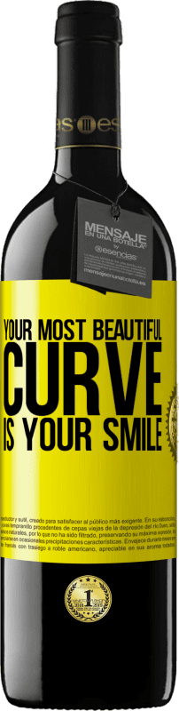 39,95 € Free Shipping | Red Wine RED Edition MBE Reserve Your most beautiful curve is your smile Yellow Label. Customizable label Reserve 12 Months Harvest 2015 Tempranillo