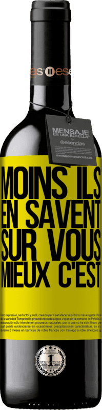 39,95 € Envoi gratuit | Vin rouge Édition RED MBE Réserve Moins ils en savent sur vous, mieux c'est Étiquette Jaune. Étiquette personnalisable Réserve 12 Mois Récolte 2015 Tempranillo