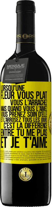 39,95 € Envoi gratuit | Vin rouge Édition RED MBE Réserve Lorsqu'une fleur vous plait, vous l'arrachez. Mais quand vous l'aimez vous prenez soin d'elle et l'arrosez tous les jours Étiquette Jaune. Étiquette personnalisable Réserve 12 Mois Récolte 2016 Tempranillo